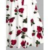 Robe Ligne A de Plage Motif de Rose sans Manches à Col en Forme de Cœur - Rouge foncé M | US 6