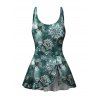 Maillot de Bain 1 Pièce à Feuilles et Fleurs à Noeud Papillon - Vert profond S | US 4