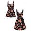 Vacation Outfit Allover Floral Print Bowknot Padded One Piece Swimsuit and Belt A Line Dress Two Piece Set - Noir S | US 4