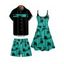 Vacation Style Palm Tree Printed Strapless Dress with Mens Short Sleeve Shirt and Mens Beach Pants Three Piece Set - Vert profond S | US 4