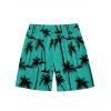 Vacation Style Palm Tree Printed Strapless Dress with Mens Short Sleeve Shirt and Mens Beach Pants Three Piece Set - Vert profond S | US 4