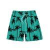 Vacation Style Palm Tree Printed Strapless Dress with Mens Short Sleeve Shirt and Mens Beach Pants Three Piece Set - Vert profond S | US 4