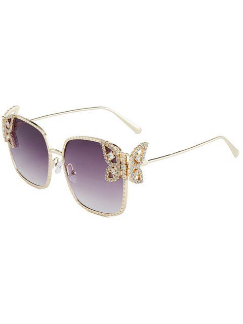 Square Frame Hollow Out Rhinestone Butterfly Streetwear Sunglasses