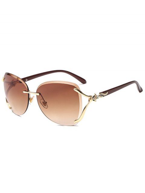 Lunettes Solaires Tendances sans Monture Motif Renard avec Strass Style Streetwear