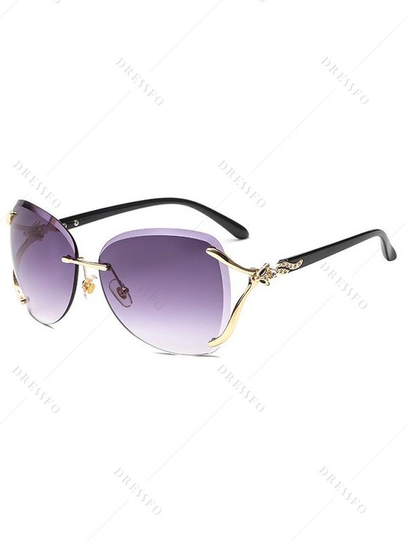 Lunettes Solaires Tendances sans Monture Motif Renard avec Strass Style Streetwear - Pourpre 