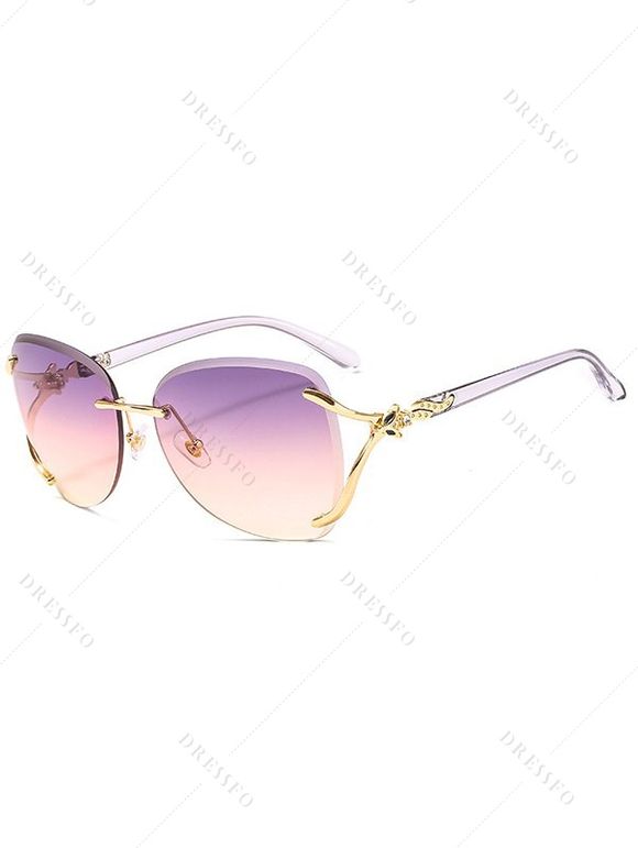 Lunettes Solaires Tendances sans Monture Motif Renard avec Strass Style Streetwear - multicolor A 