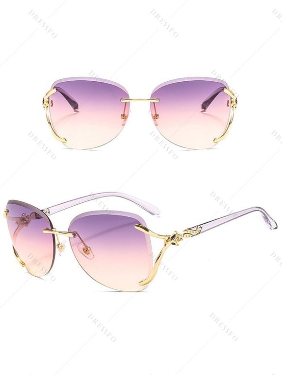 Lunettes Solaires Tendances sans Monture Motif Renard avec Strass Style Streetwear - multicolor A 