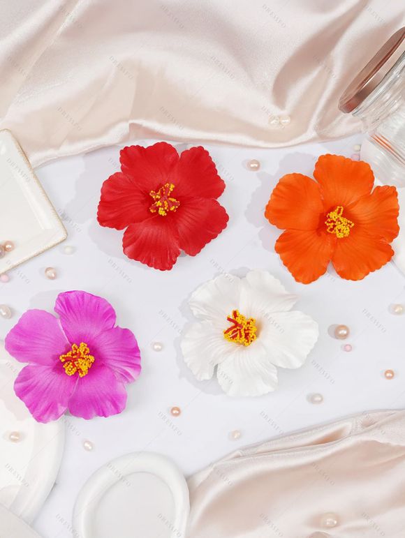 Pinces à Cheveux de Plage en Forme de Fleur en Couleur Unie 4 Pièces - multicolor A 
