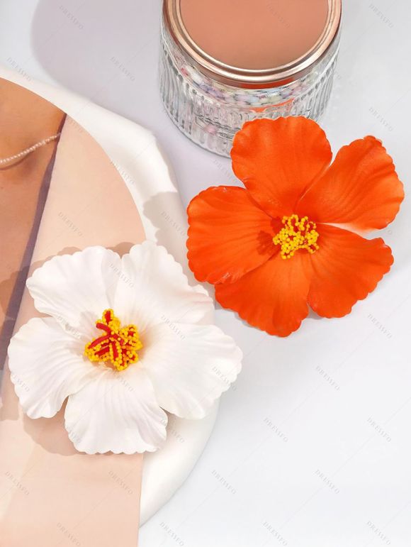 Pinces à Cheveux de Plage en Forme de Fleur en Couleur Unie 4 Pièces - multicolor A 