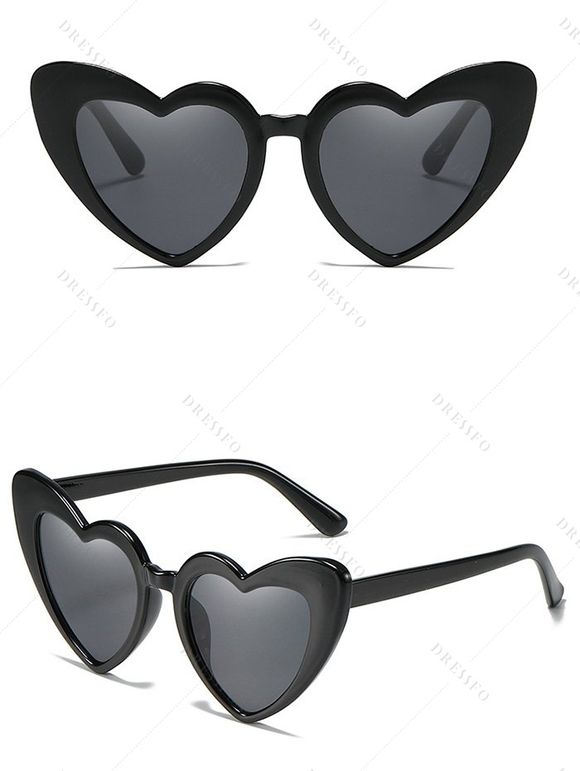 Lunettes de Soleil Unisexes en Forme de Cœur Monture en Couleur Unie - Noir 