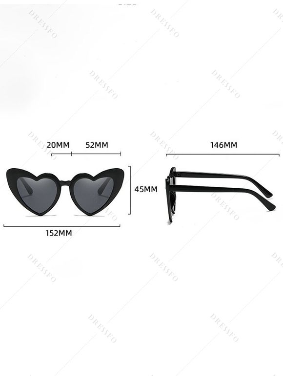 Lunettes de Soleil Unisexes en Forme de Cœur Monture en Couleur Unie - Noir 