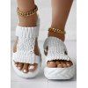 Solid Color Braid Thick Flat Slip On Open Toe Trendy Slippers - Blanc EU 42