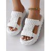 Solid Color Braid Thick Flat Slip On Open Toe Trendy Slippers - Blanc EU 42