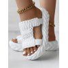 Solid Color Braid Thick Flat Slip On Open Toe Trendy Slippers - Blanc EU 42