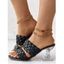 Solid Color Braid Chunky Heel Slip On Open Toe Trendy Sandals - Noir EU 36