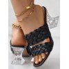 Solid Color Braid Chunky Heel Slip On Open Toe Trendy Sandals - Noir EU 36