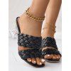 Solid Color Braid Chunky Heel Slip On Open Toe Trendy Sandals - Noir EU 36