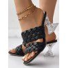 Solid Color Braid Chunky Heel Slip On Open Toe Trendy Sandals - Noir EU 36