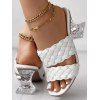 Solid Color Braid Chunky Heel Slip On Open Toe Trendy Sandals - Blanc EU 42