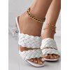 Solid Color Braid Chunky Heel Slip On Open Toe Trendy Sandals - Blanc EU 42