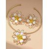 Ensemble de Collier et de Boucles D'Oreilles Rétro Fleur Superposé - Beige 