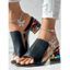 Solid Color Textured Open Toe Colorful Artificial Crystal Chunky Heel Slip On Trendy Sandals - Blanc EU 42