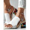 Solid Color Textured Open Toe Colorful Artificial Crystal Chunky Heel Slip On Trendy Sandals - Blanc EU 42