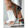 Solid Color Textured Open Toe Colorful Artificial Crystal Chunky Heel Slip On Trendy Sandals - Blanc EU 42