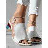 Solid Color Textured Open Toe Colorful Artificial Crystal Chunky Heel Slip On Trendy Sandals - Blanc EU 42