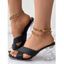 Solid Color Braid Crossover Square Toe Slip On Artificial Crystal Chunky Heel Trendy Sandals - Noir EU 36