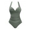 Maillot de Bain 1 Pièce à Bretelles Ajustables en Couleur Unie - Vert clair XXL | US 12