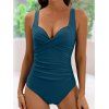 Maillot de Bain 1 Pièce à Bretelles Ajustables en Couleur Unie - Bleu profond S | US 4