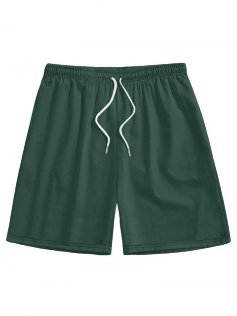 Short de Plage à Taille Elastique en Couleur Unie avec Cordon de Serrage pour Hommes