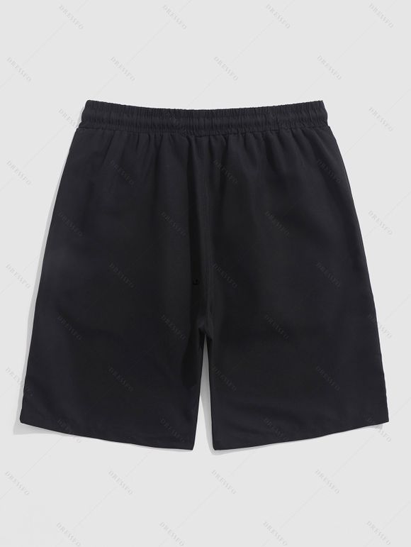 Vacation Couple Outfit Coconut Tree Print Ombre Spaghetti Strap A Line Dress and Roll Up Sleeve Shirt Solid Color Drawstring Shorts Beach Outfit - Bleu S | US 4