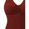 Solid Color Textured Fabric Ruched Bust V-Neck One-Piece Swimsuit - DEEP RED XL | US 10