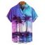 Chemise de Plage de Vacances Palmier Imprimé à Manches Courtes - Bleu 5XL