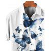 Chemise Décontractée Boutonnée Motif de Papillon à Manches Roulées pour Homme - Bleu 4XL