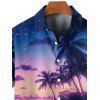 Chemise de Plage Hawaïen Boutonnée Motif de Cocotier à Manches Roulées pour Homme - Bleu profond 4XL