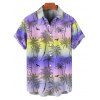 Chemise de Vacances Ombré Arbre de Noix de Coco Imprimé Partout Boutonnée à Manches Roulées pour Homme - multicolor 5XL