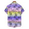 Chemise de Vacances Ombré Arbre de Noix de Coco Imprimé Partout Boutonnée à Manches Roulées pour Homme - multicolor XL