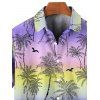 Chemise de Vacances Ombré Arbre de Noix de Coco Imprimé Partout Boutonnée à Manches Roulées pour Homme - multicolor XL