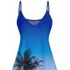 Robe de Plage Ligne A Ombrée Cocotier Imprimé à Bretelle Fine - Bleu XXXXXL | US 20