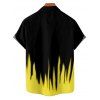 Chemise de Vacances Rayée Contrastée Tournesol Boutonnée à Manches Roulées pour Homme - Noir 4XL