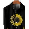 Chemise de Vacances Rayée Contrastée Tournesol Boutonnée à Manches Roulées pour Homme - Noir XL