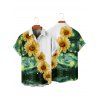 Vacation Couple Outfit Sunflower Painting Pattern Spaghetti Strap Tank Dress and Roll Up Sleeve Shirt Matching Outfit - Vert profond S | US 4