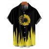 Vacation Couple Outfit Sunflower Butterfly Contrast Color Dress and Roll Up Sleeve Hawaii Shirt Matching Outfit - Noir S | US 4