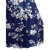 Robe de Vacances Ligne A Motif Fleuri à Taille Empire à Lacets - Bleu profond XXL | US 14