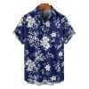 Women's Clothing Flexible Floral Digital Printed Neckline Hit Chicken Eyelet Tie Shoulder Strap Dress with Short Sleeve Shirt - Bleu profond S | US 4