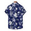 Women's Clothing Flexible Floral Digital Printed Neckline Hit Chicken Eyelet Tie Shoulder Strap Dress with Short Sleeve Shirt - Bleu profond S | US 4