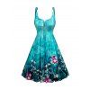 Robe Ligne A Géométrique Motif de Fleur à Taille Empire à Lacets - Vert clair XXL | US 14